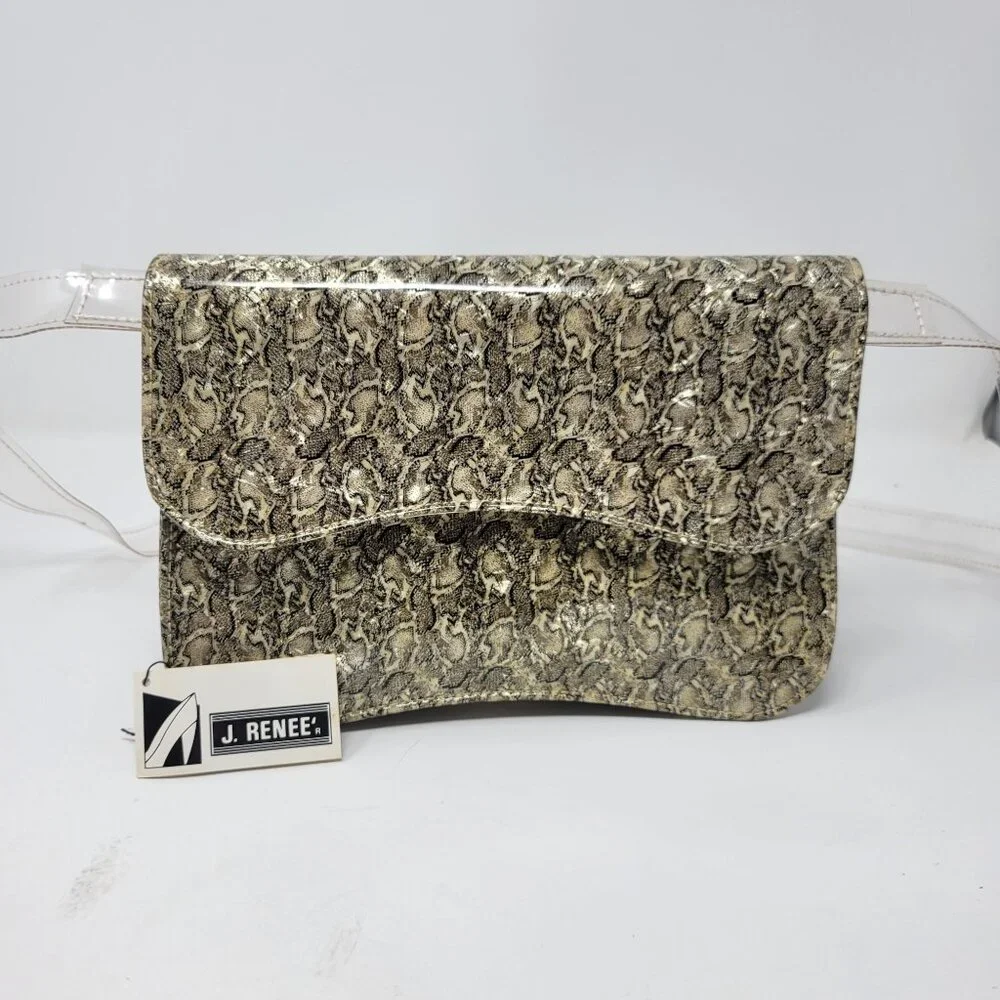 Vintage 80s Retro J. Renee Vinyl Plastic Crossbody Purse Handbag Fantasy Pearl S